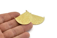 Brass Ethnic Pendant, Hammered Raw Brass Semi Circle Charms With 2 Loops, Connectors, Findings (34x24x1mm) N0763
