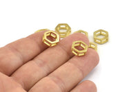 Pirinç Altıgen Tılsım, Ham Pirinç Altıgen Tılsımlar, Bağlantı Parçaları (11x4mm) N0765