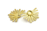 Brass Sunshine Earring, 2 Raw Brass Sunshine Badge Stud Earrings - Pad Size 8mm (40x26mm) N0770