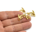 Brass Fish Earring, 2 Raw Brass Fish Stud Earrings (28x16mm) N0774