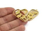 Brass Charm, 2 Raw Brass - Pendant -  Brass Pendants With 1 Loop, Findings (36x18x3mm) N1313