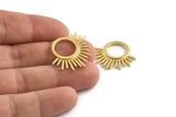 Brass Charm, 4 Raw Brass - Sunshine Charm -  Brass Sun Charm - Findings (25x23x1.5mm) N1314
