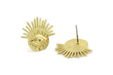 Brass Eye Earring, 4 Raw Brass Eye Stud Earrings (21x18mm) N1322