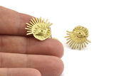Brass Eye Earring, 4 Raw Brass Eye Stud Earrings (21x18mm) N1322