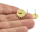 Brass Eye Earring, 4 Raw Brass Eye Stud Earrings (19x16x1mm) N1324