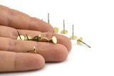 Brass Round Earring, 12 Textured Raw Brass Round Earring Studs (6x0.80mm) M369