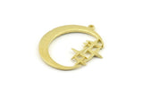 Brass Moon Charm, Raw Brass Moon Charms With 1 Loop, Pendants (33x31x1.5mm) N1347