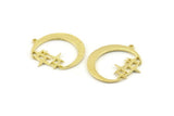 Brass Moon Charm, Raw Brass Moon Charms With 1 Loop, Pendants (33x31x1.5mm) N1347