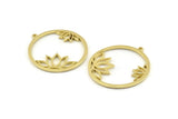 Lotus Flower Charm, Raw Brass Lotus Flower Charms With 1 Loop (37x34x1.5mm) N1355