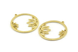 Lotus Flower Charm, Raw Brass Lotus Flower Charms With 1 Loop (37x34x1.5mm) N1355