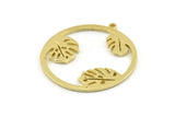 Brass Monstera Charm, Raw Brass Monstera Charms With 1 Loop (36x34x1.5mm) N1351