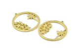 Brass Star Charm, Raw Brass Star Charms With 1 Loop (37x34x1.5mm) N1352
