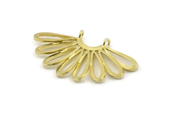 Brass Daisy Charm, Raw Brass Flower Pendants With 2 Loops, Pendants, Earrings (41x24mm) N1359