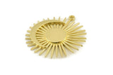 Moon and Sun, 2 Raw Brass, Crescent Moon, Brass Sun, Charm Pendant, Brass Pendant, Brass Charm With 1 Loop (31x29mm) N1338