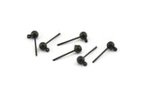 Black Ball Earring, 24 Oxidized Black Ball Stud Earrings - Pad With 3mm Hole Hook BS 1798
