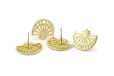 Brass Moon Earring, 4 Raw Brass Moon Phases Stud Earrings (19x16x1mm) N1339