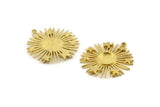 Brass Sun Charm, 2 Raw Brass Sun And Star With 1 Loop, Pendants - Pad Size 8mm (31x29mm) N1350