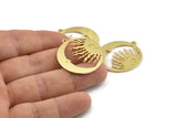 Moon and Sun, 2 Raw Brass, Brass Moon, Brass Sun, Charm Pendant, Brass Pendant, Brass Charm With 1 Loop (32x29x1.2mm) N1354