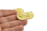 Brass Badge Charm, Raw Brass Rosette Charm Pendants With 1 Loop, Earrings, Findings (25mm) N0788