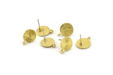 Brass Earring Posts, Raw Brass Round Earring Stud, Earring Charms With 1 Loop (10mm) N0793