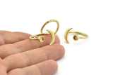 Brass Ring Settings, Raw Brass Moon And Planet Ring With 1 Stone Setting - Pad Size 4mm N0799