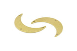 Brass Moon Charm, 10 Raw Brass Crescent Moon Charms With 3 Holes, Connectors (35x9x0.80mm) M389