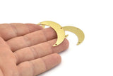 Brass Moon Charm, 10 Raw Brass Crescent Moon Charms With 3 Holes, Connectors (35x9x0.80mm) M389