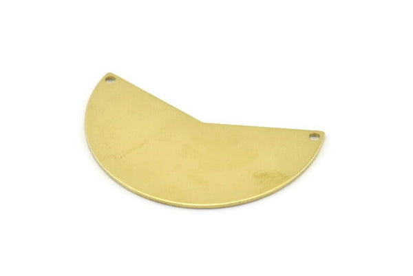 Brass Moon Charm, 6 Raw Brass Moon Charms With 2 Holes, Blanks (38x18x0.80mm) M391