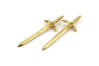 Zelda Sword Charm, Raw Brass Sword Charms with 1 Loop, Earrings,Charms Pendants, Findings (49x15mm) N0800