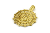 Brass Gobeklitepe Pendant, 2 Raw Brass Gobeklitepe Prehistoric Archaeological Stone Pendants With 1 Loop (41x33mm) N0804