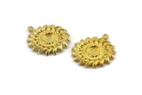 Brass Sunflower Charm, Raw Brass Flower Charm Earrings With 1 Loop, Pendants, Earrings (25mm) N0808