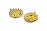 Brass Sunflower Charm, Raw Brass Flower Charm Earrings With 1 Loop, Pendants, Earrings (25mm) N0808