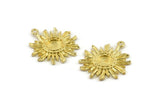 Brass Sun Charm, Raw Brass Sunshine Charm Earrings With 1 Loop, Findings, Pendants (25mm) N0809