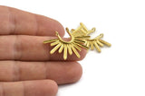Brass Sun Pendant, Raw Brass Textured Sunshine Charms With 2 Loops (32x24mm) N0814