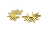 Brass Sun Pendant, Raw Brass Textured Sunshine Charms With 2 Loops (32x24mm) N0814