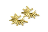 Brass Sun Pendant, Raw Brass Textured Sunshine Charms With 2 Loops (32x24mm) N0814