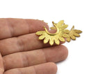 Brass Leaf Charm, Raw Brass Leaf Charm Pendants With 2 Loops Earrings, Findings (33x25mm) N0820