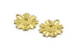 Brass Badge Charm, Raw Brass Rosette Charms With 1 Loop, Pendants, Earrings (26x23mm) N0824