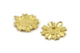 Brass Badge Charm, Raw Brass Rosette Charms With 1 Loop, Pendants, Earrings (26x23mm) N0824