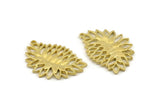 Brass Leaf Charm, Raw Brass Leaf Motif Charms With 1 Loop, Pendants, Earrings, Findings (36x25mm) N0826