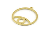 Brass Eye Charm, 2 Raw Brass Eye Pendants With 1 Loop, Findings (37x34x1.5mm) N1344