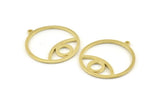 Brass Eye Charm, 2 Raw Brass Eye Pendants With 1 Loop, Findings (37x34x1.5mm) N1344