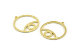 Brass Eye Charm, 2 Raw Brass Eye Pendants With 1 Loop, Findings (37x34x1.5mm) N1344