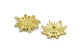 Brass Badge Charm, Raw Brass Rosette Charms With 1 Loop, Pendants, Earrings (28x26mm) N0835