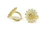 Brass Ring Settings, Raw Brass Tree Ring With 1 Stone Setting - Pad Size 6mm N0833