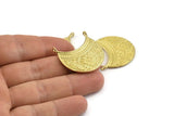 Brass Ethnic Pendant , Raw Brass Ethnic Motif Pendants With 1 Loop, Findings, Earrings, Charms (31x30mm) N0855