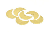 Crescent Necklace Charm, 10 Raw Brass Crescent Moon Charms with 2 Holes (25x11x0.80mm) D0010