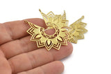 Brass Ethnic Pendant, Raw Brass Ethnic Motif Pendants With 2 Loops, Findings, Earrings, Charms (43x46mm) N0875