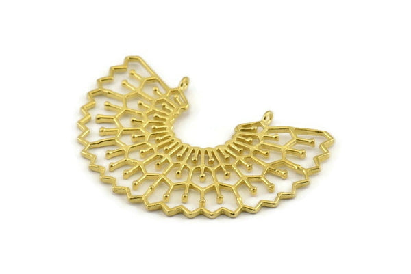 Brass Ethnic Pendant, Raw Brass Ethnic Motif Pendants With 2 Loops, Findings, Earrings, Charms (56x20mm) N0871