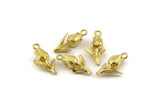 Brass Rose Charm, Raw Brass Flower Charm Earrings With 1 Loop, Pendants, Findings (18x8mm) N0868